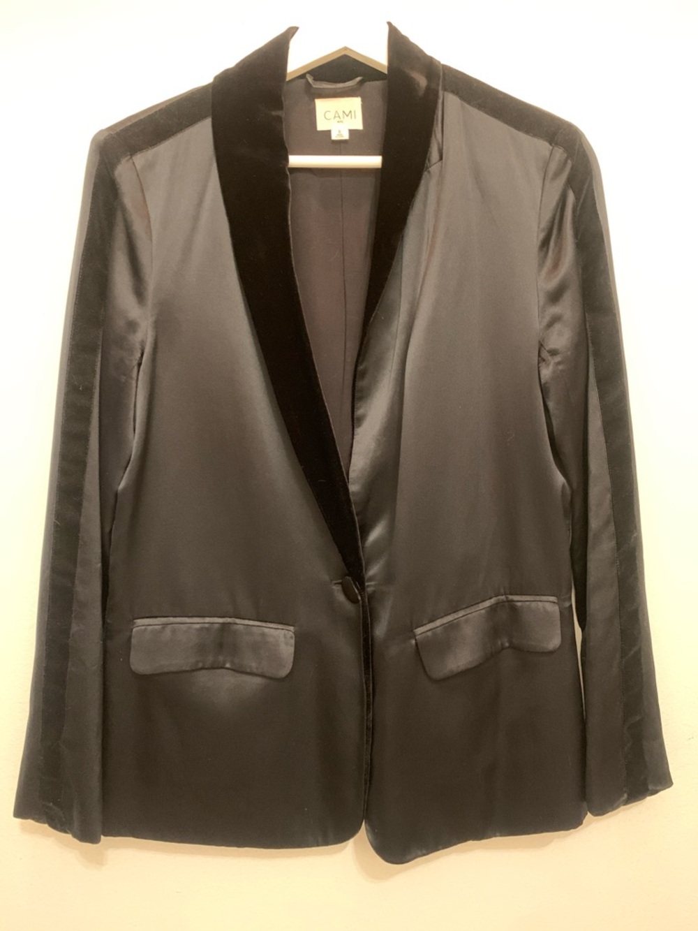 100% Silk Blazer with Velvet Trim